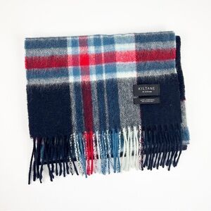 Kiltane of Scotland 100% Lambswool Plaid Scarf Red White Blue Unisex
